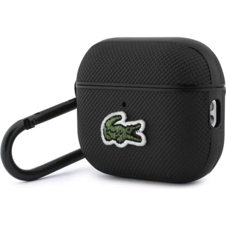 CG Mobile Lacoste Petit Pique Krokodil-Logo-Hülle für AirPods Pro 3, Schwarz, Kunststoff mit Karabinerhaken – Bild 3