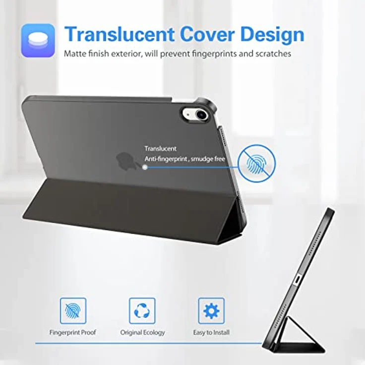 ProCase Hülle für iPad 10/11 Generation 10.9 Zoll 2022, Leicht Dünn Schutzhülle mit Auto Wake/Sleep, Schwarz – Bild 3