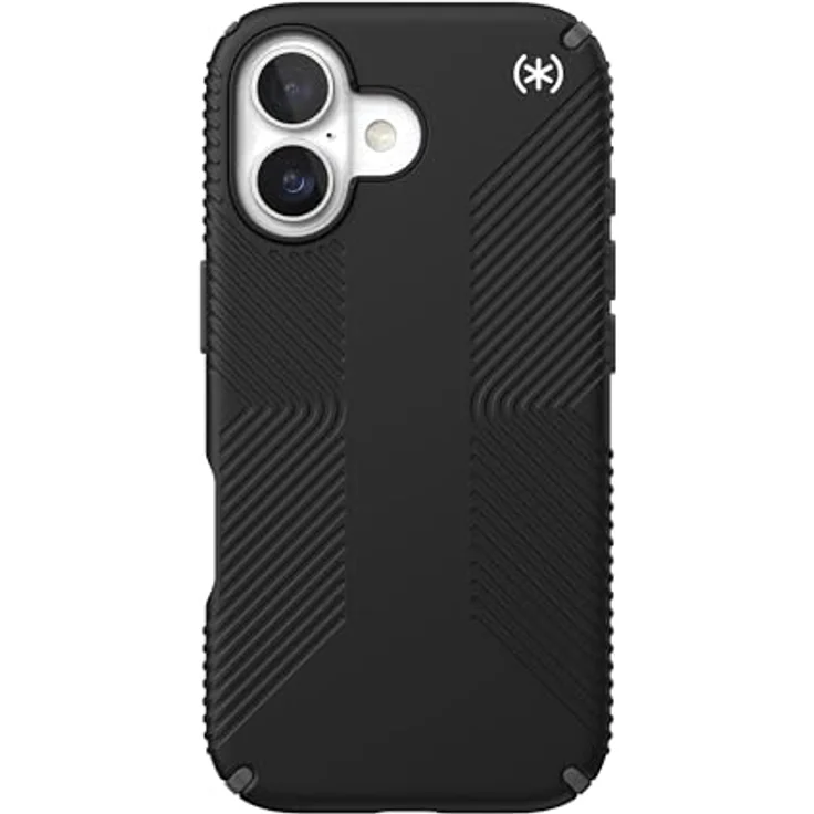 Speck PRESIDIO2 Grip Hülle für iPhone 17, MagSafe-kompatibel, 4 m Fallschutz, rutschfeste Griffe, Schwarz/Schiefergrau/Weiß – Bild 3