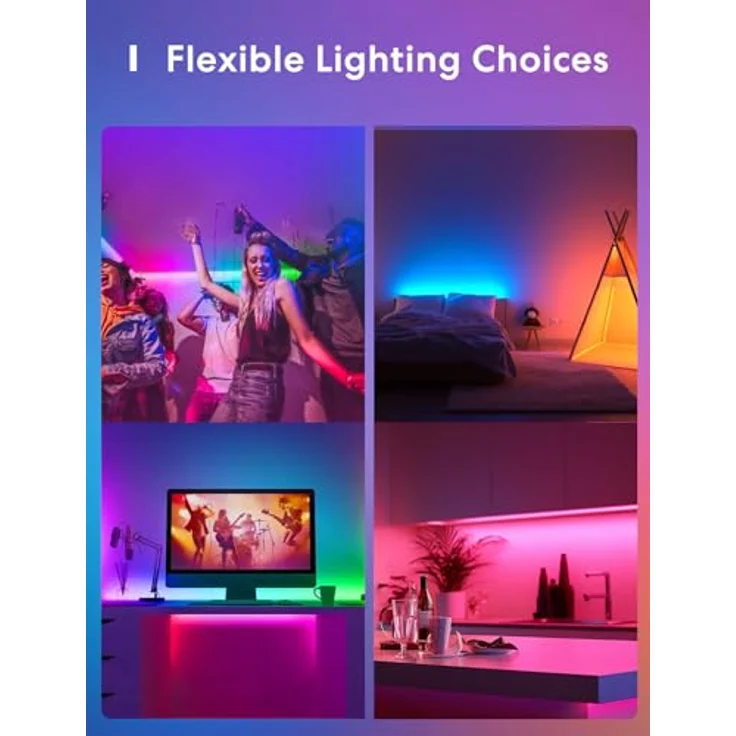 meross WLAN LED Streifen funktioniert mit Apple HomeKit, Smart RGB Strip, 12V IP20 Streifenbeleuchtung, Flexibel DIY Band Arbeiten mit Siri, Alexa und Google, für Weihnachten, Party, 5M x2 – Bild 4
