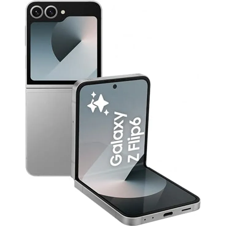 Samsung Galaxy Z Flip6 AI-Smartphone, 50-MP-Kamera, 256 GB Speicher, Silver Shadow