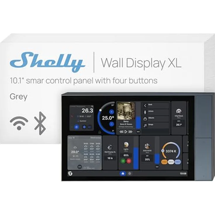 Shelly Wall Display XL, Smart Home Hub mit 10,1-Zoll Farbdisplay, anpassbaren Tasten und integrierten Lautsprechern, Silber – Bild 1