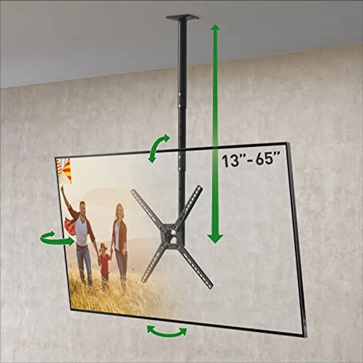 Barkan 97cm Lange TV Deckenhalterung, 29 - 65 Zoll Neigbar / Vollbewegung flach & Curved Fernseher TV Halterung, hält bis 40Kg,Teleskop Höhen-verstellbare , für LED OLED LCD, Max. VESA 400x400, 3500B – Bild 1