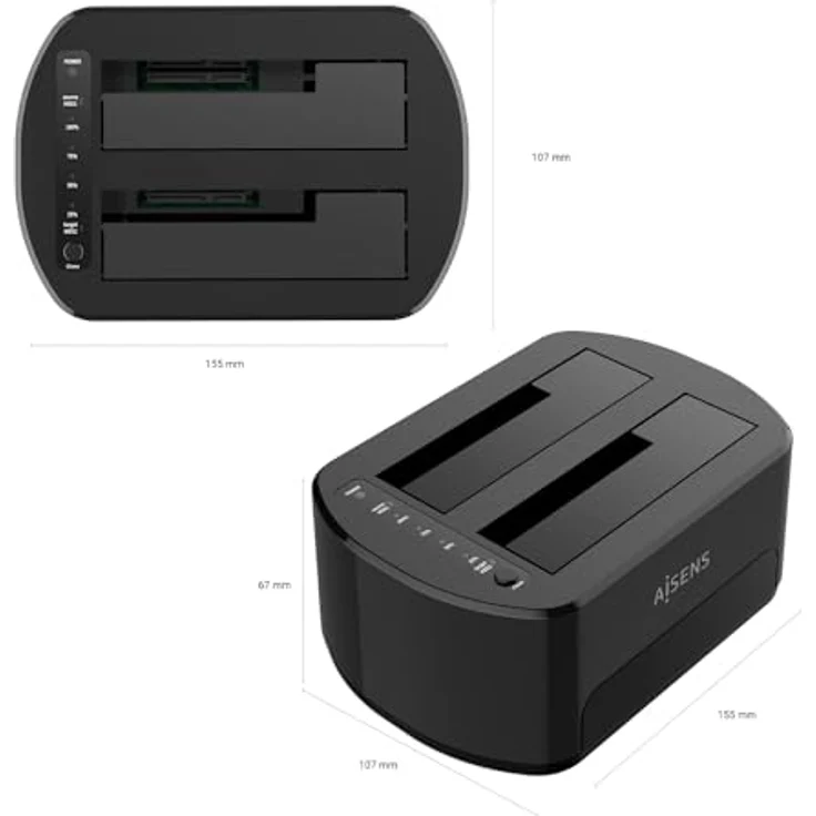 AISENS - Asds-D03B SATA 2.5/3.5 A USB 3.0/3.1 Gen1 Dockingstation, Klone, Schwarz - Modernes Design und einfache Installation – Bild 4