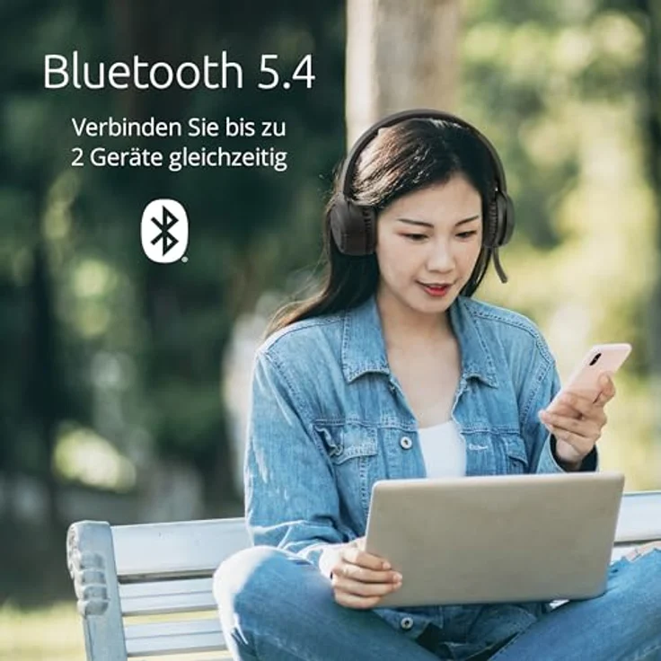 Kensington H1050 EQ Wireless Bluetooth 5.4 Headset, Noise Cancelling Mikrofon, Multipoint Verbindung, 40 Stunden Akkulaufzeit, kompatibel mit Windows, Mac, PC, Microsoft Teams, Zoom – Bild 5