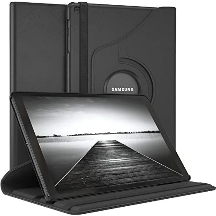 EAZY CASE - Tablet Hülle kompatibel mit Samsung Galaxy Tab 10.1 (2019) - mit Standfunktion, Schutzhülle mit Sleep und Wake Funktion, Tablet Case, Tablet Klapphülle aus Kunst Leder - Uni Schwarz – Bild 1
