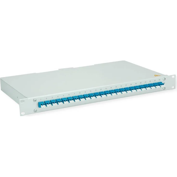 Telegärtner BASIS LWL-Panel, 24x LC Duplex Kupplungen, blau, OS2/P, 1HE