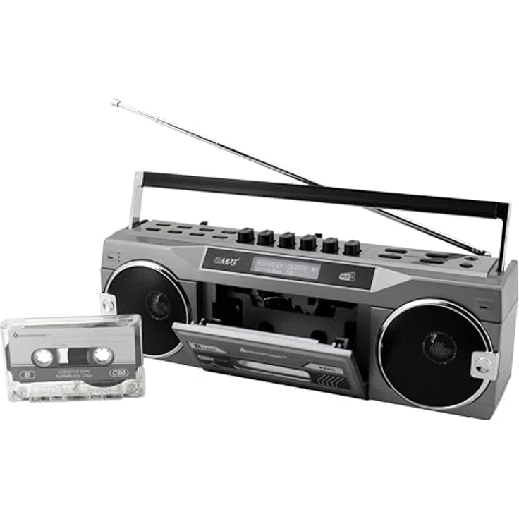 Soundmaster DAB+/FM Retro Radiokassettenrekorder SRR80TI, USB/SD, BT, Tragbares Radio mit Bluetooth, Silberfarben – Bild 4