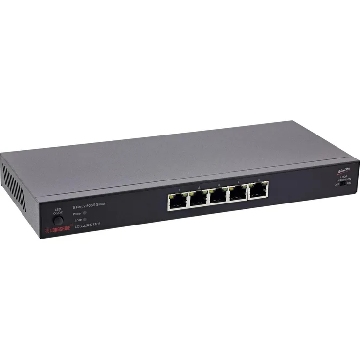Longshine LCS-2.5GS7105, Netzwerk Switch mit 5 Ports und 2.5G Geschwindigkeit, retail