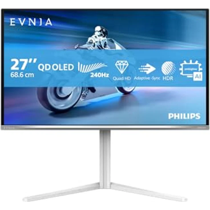 Philips 27M2N6501L, 27 Zoll QHD OLED Gaming Monitor mit Ambiglow, 240Hz, 0.03ms, G-Sync kompatibel, HDR10, Weiss – Bild 2