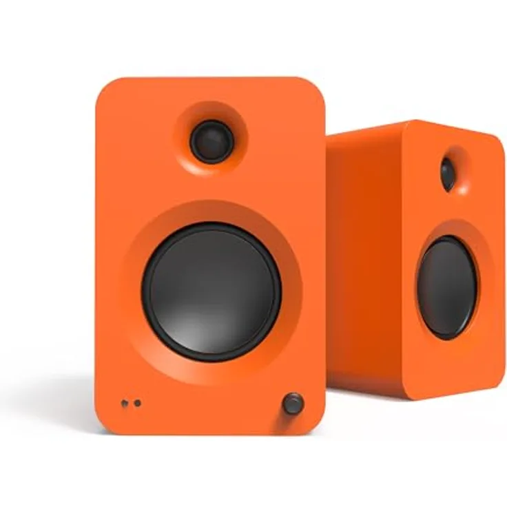 Kanto Ren 200W Powered Speaker System with HDMI ARC Input for TV & Home Theater | USB-C and Bluetooth 5.3 | High/Low Pass Filter | Pair | Matte Orange