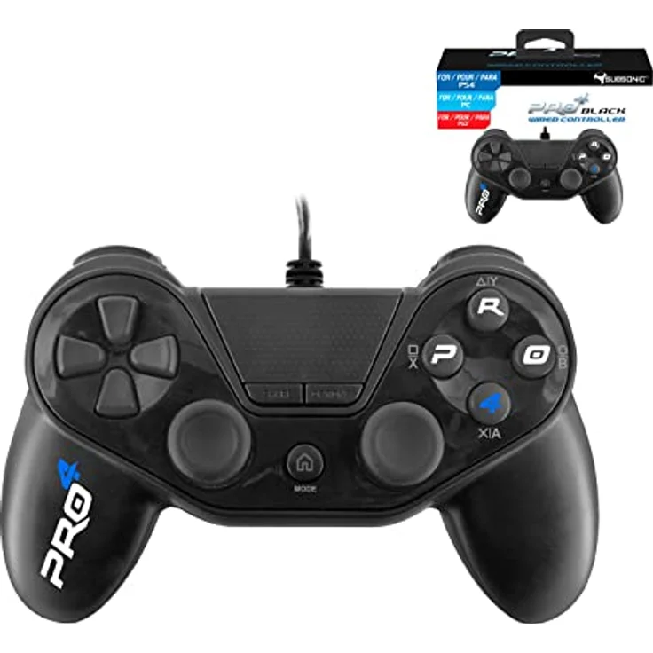 Subsonic Pro4 Wired Controller für Playstation 4 - PS4 Slim - PS4 Pro - Playstation 3 - PS3 Slim - schwarz – Bild 3