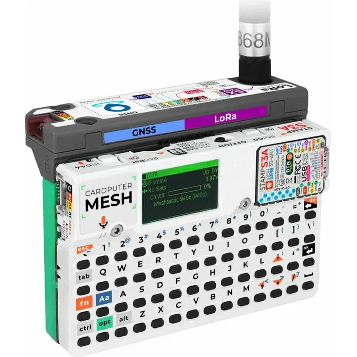 M5Stack Cardputer Mesh Kit, programmierbarer Taschencomputer mit LoRa, GNSS, 1,14 Zoll LCD und 56 Tasten, grüne Gehäuseversion