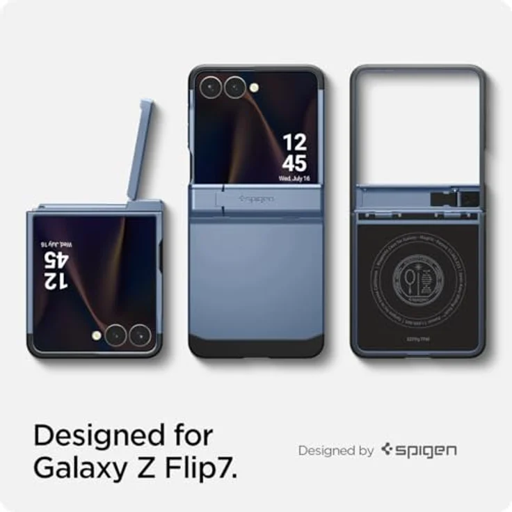 Spigen Tough Armor Pro MagFit Hülle für Samsung Galaxy Z Flip 7, MagSafe-kompatibel mit Kickstand und Scharnierschutz, Sierra Blue – Bild 2
