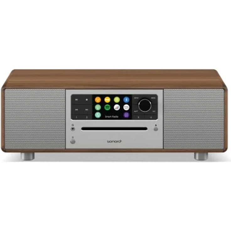 sonoro Prestige Kompaktanlage mit CD Player, Bluetooth und Internetradio (UKW, WLAN, DAB Plus, Spotify, Amazon, Deezer) Walnuss – Bild 1