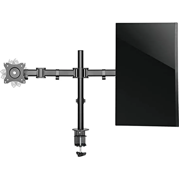 DELTACO Monitor Schreibtischhalterung, bewegliche Monitor-Halterung für Zwei Monitore von 13 bis 27 Zoll Flach & Curved, Monitore bis max. 8 kg pro Monitor VESA Norm 75x75mm bis 100x100mm, schwarz – Bild 5