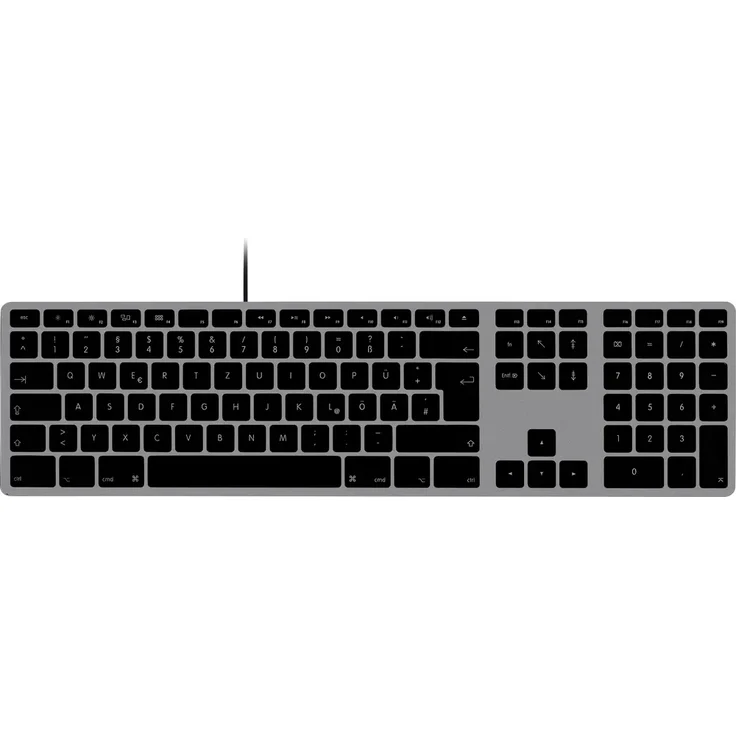Matias FK318CB-DE Aluminium Wired Keyboard, USB Tastatur für Mac mit QWERTZ Layout, Space Grau
