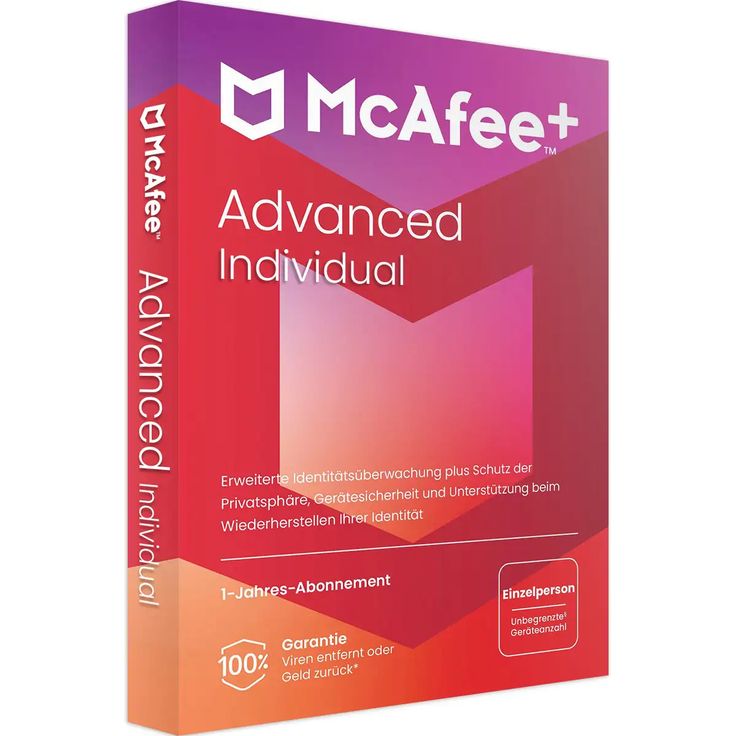 McAfee McAfee+ Advanced Individual 2026, Antivirenprogramm mit fortschrittlicher Bedrohungserkennung und Datenschutzfunktionen
