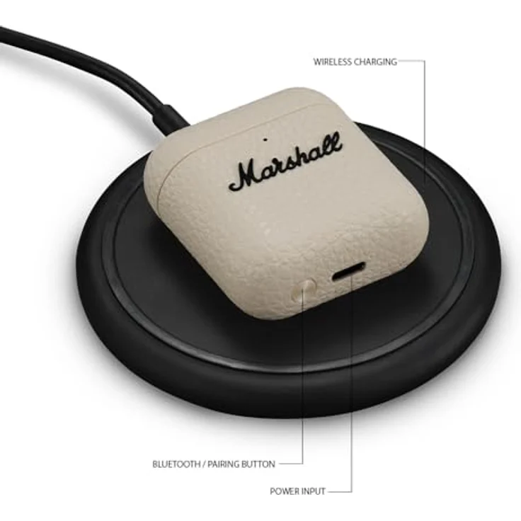 Marshall Minor IV In-Ear-Kopfhörer, True Wireless mit Sprachsteuerung und Bluetooth, über 30 Stunden Akkulaufzeit, wasserresistent, Lederstruktur – Bild 5