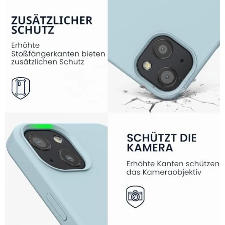 kwmobile Handyhülle für iPhone 13, Silikon Case in Pastellblau, flexibel, rutschfest, kabelloses Laden – Bild 3