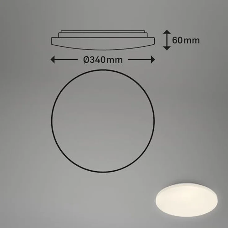 BRILONER LED Deckenlampe Bad IP44, warmweißes Licht, 340 mm, Weiß – Bild 5
