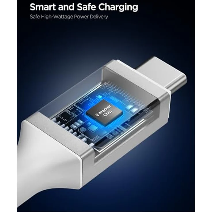 Spigen Essential USB C Kabel 240W PD Schnellladekabel [1,2m] USB-C auf USB-C 40Gbps mit E-Marker Chip für iPhone 17/16/15 Pro Max, Google Pixel 10, MacBook Pro/Air, Weiß – Bild 3