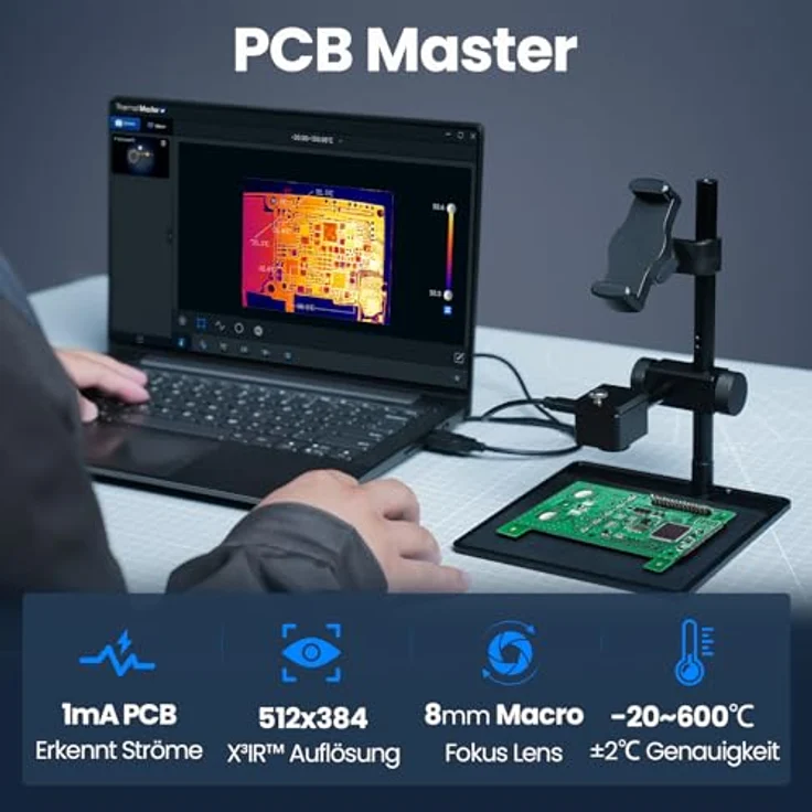 Thermal Master P3 Wärmebildkamera, Infrarot Kamera mit 512x384 Auflösung, -20℃-600℃ Temperaturbereich, manuelles Fokus-Objektiv, 15-fach digitaler Zoom, schwarz – Bild 4