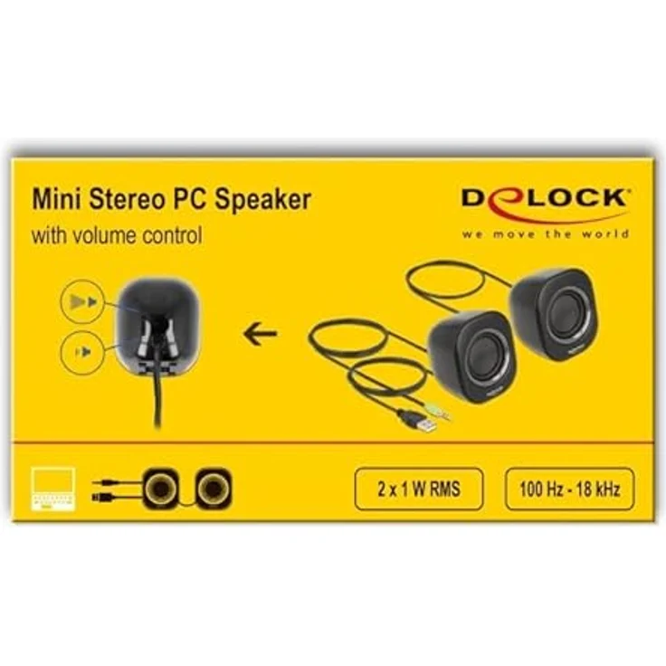 Delock Mini Stereo PC Lautsprecher mit 3,5 mm Klinkenstecker, kompakt und leistungsstark – Bild 3