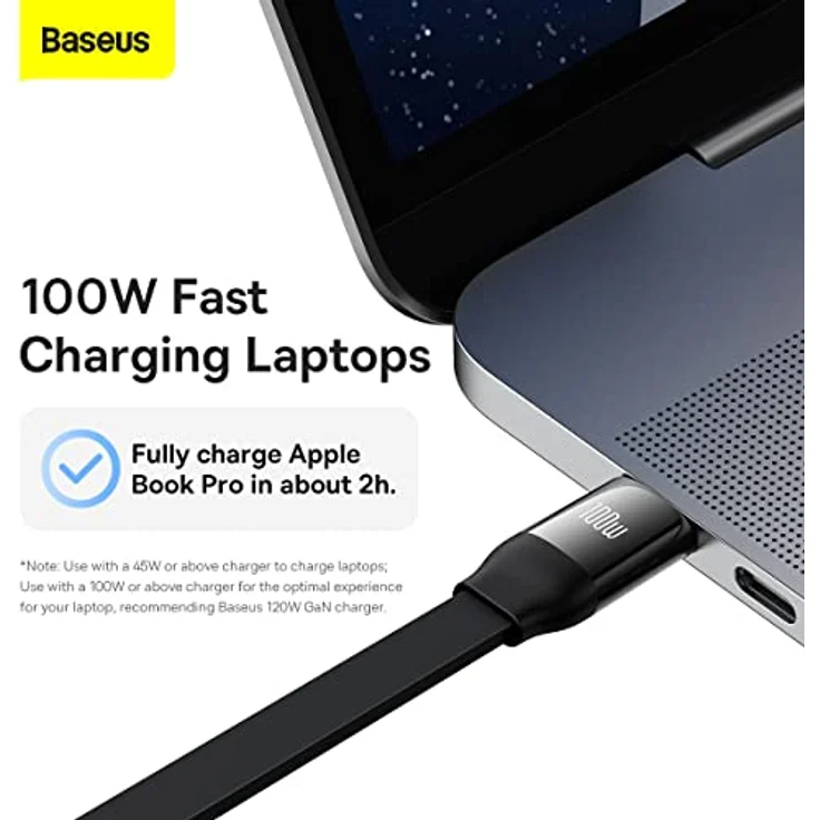 Baseus Bright Mirror 4, USB-C 3-in-1-Kabel für Micro-USB, USB-C und Lightning, 100 W, 3,5 A, 1,1 m, schwarz – Bild 4