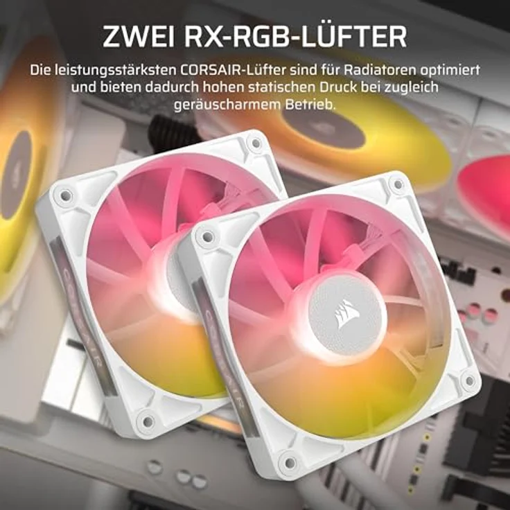 Corsair iCUE LINK TITAN 240 RX RGB Flüssig-CPU-Kühler – 240mm AIO – 2x RX120 RGB-Lüfter Inklusive – Weiß – Bild 3