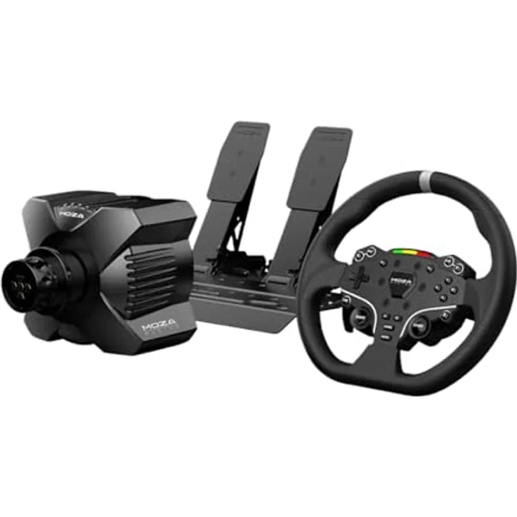 MOZA RACING R3 SET - Lenkrad- und Pedalset für Sim Racing, 280 mm Durchmesser, 3,9 Nm Drehmoment, Schwarz – Bild 2