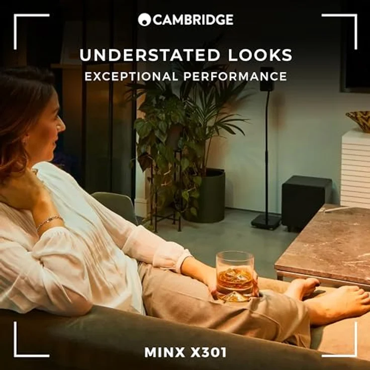 Cambridge Audio Minx X301-300 Watt Aktiv-Subwoofer mit zusätzlichem Basstreiber und voll einstellbarem Klang - Weiß – Bild 5