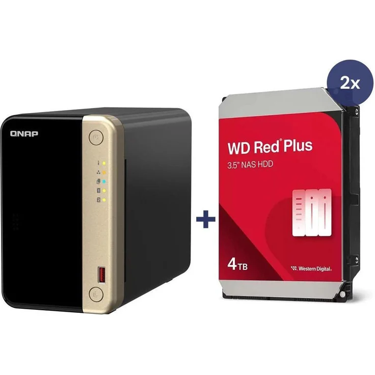 QNAP NAS TS-264-8G, 2-Bay Network Attached Storage mit 8TB (2x 4TB WD Red) und 8GB RAM