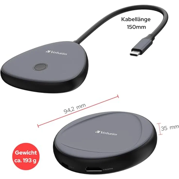 Verbatim Share My Screen 4K, HDMI Wireless Transmitter und Receiver für Streaming, Plug & Play, kompakt und mobil, inkl. USB-C-Kabel – Bild 2