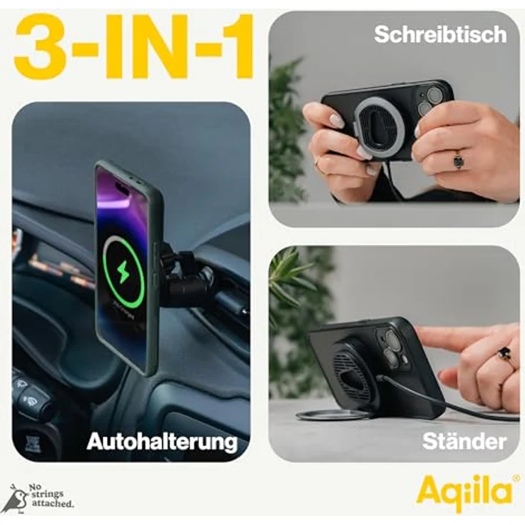 Aqiila Chargebird QC1, 3-in-1 Wireless Charger mit Qi2 Technologie, 15 W, Schwarz – Bild 4