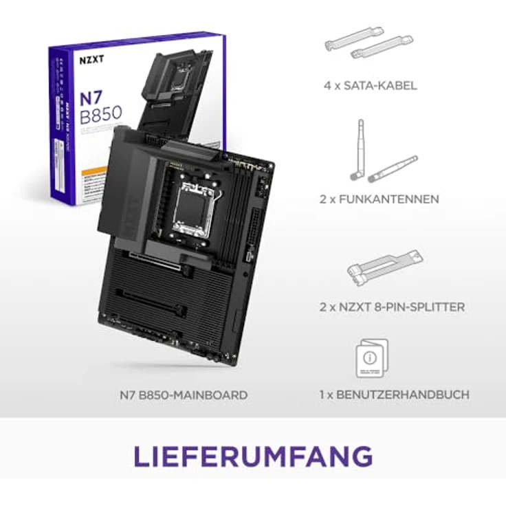 NZXT N7 B850 WiFi Black, ATX Mainboard für AMD AM5 Prozessoren mit DDR5-SDRAM, 2.5 Gb Ethernet und Wi-Fi 6E – Bild 8