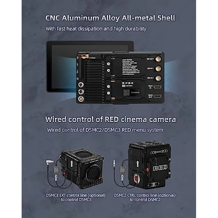 Portkeys BM7 II DS, 7 Zoll Wireless Camera Control Monitor mit 2200 Nits Helligkeit, HDMI/SDI-Eingängen und robustem Aluminiumgehäuse – Bild 6