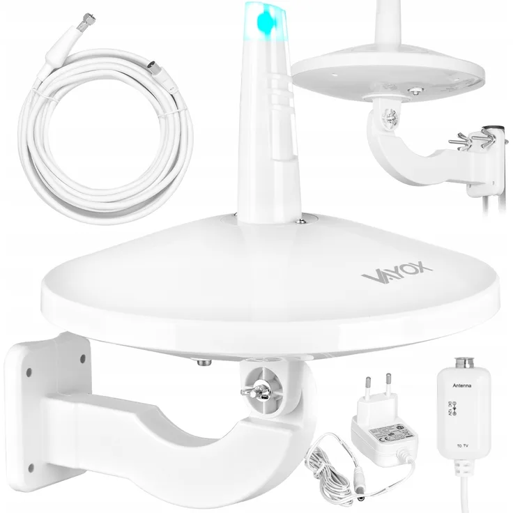Vayox Außenantenne VA0066, Omnidirektional, Digital720 Combo, 4K, LTE, DVB-T/T2, 28dB Verstärkung, Weiß
