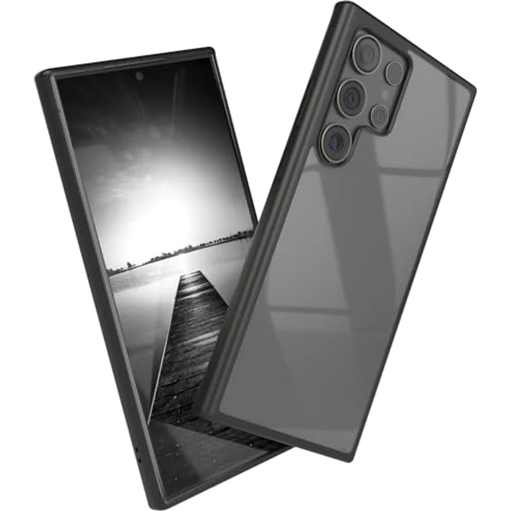 EAZY CASE Clear Hybrid Bumper Hülle für Samsung Galaxy S24 Ultra, stoßfest und kratzfest mit Kameraschutz, Schwarz – Bild 1