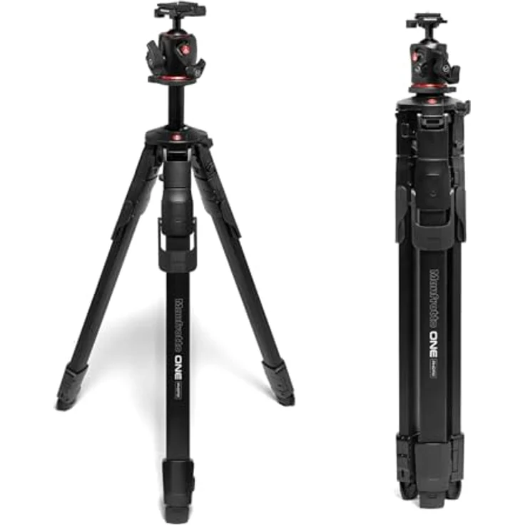 Manfrotto One Photo Alu Stativ mit Kugelkopf AS (Q6T), ultrastabil mit XTEND-Beintechnologie und Arca-Swiss Top Lock, 90°-Mittelsäule, modulare Füße – Bild 1