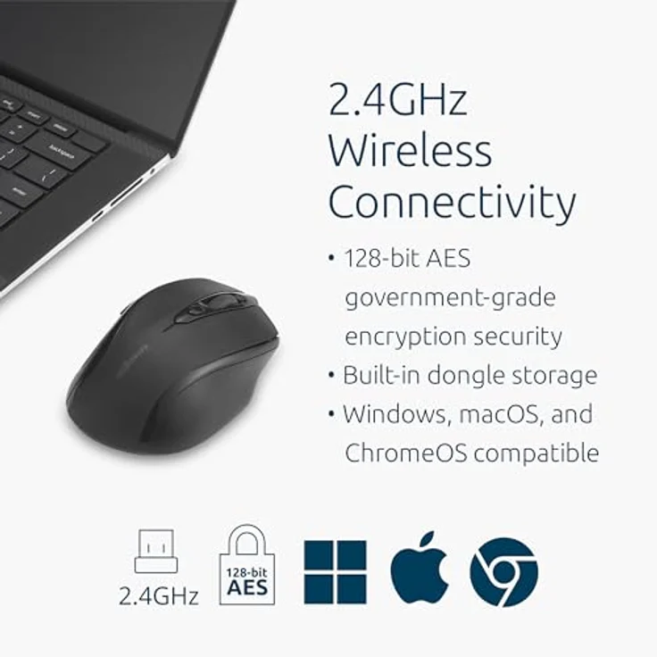 Kensington MY310 EQ Maus, kabellose PC-Maus, mittelgroß, mit klickbarem Scrollrad, 59 % recycelter Kunststoff, Schwarz – Bild 5