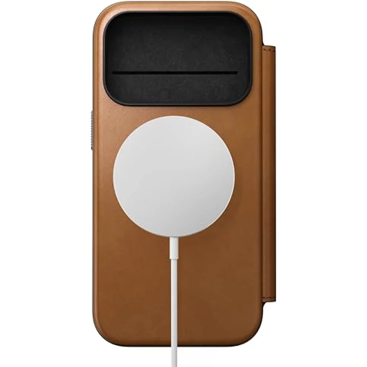 NOMAD Modern Leather Folio für iPhone 17 Pro, MagSafe-kompatible Schutzhülle aus Polycarbonat und Echtleder mit drei Kartenfächern, Farbe: English Tan – Bild 2