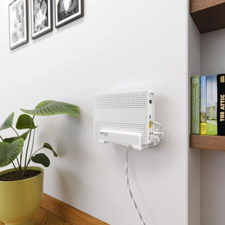 Mobilefox Wandhalterung Halter kompatibel mit FritzBox 6690 Cable & 6591 Cable | Stabile Router-Halterung mit Kabelmanagement, Kippschutz und wechselbarer Position | Zubehör für FritzBox, weiß – Bild 2
