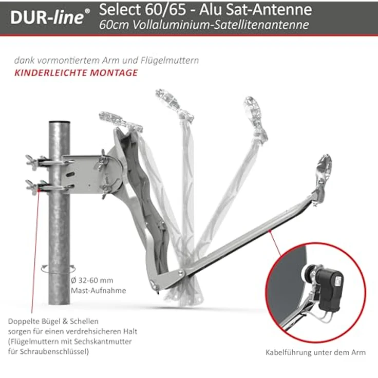DUR-line Select 60/65cm Satellitenschüssel Alu anthrazit – Bild 6