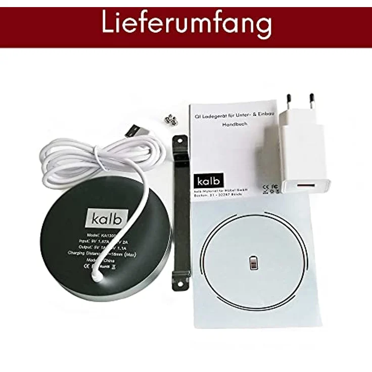 kalb QI Unterbau- und Einbau-Ladegerät, grau, Wireless Induktions-Ladegerät mit Ladedistanz 3-18 mm, platzsparend und spritzwassergeschützt – Bild 6