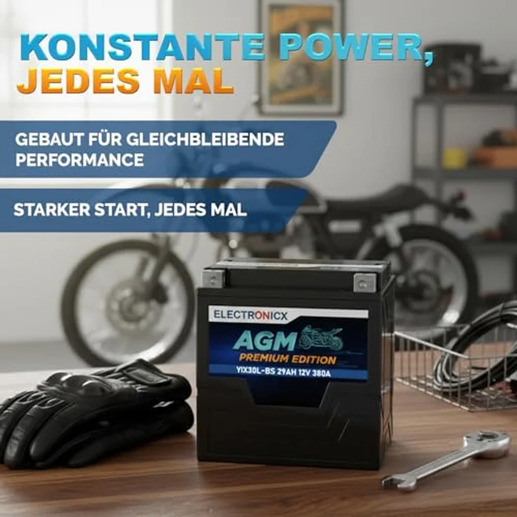 Electronicx AGM-YIX30L-BS, AGM Motorradbatterie 29Ah 12V, wartungsfrei, rüttelfest, auslaufsicher für Motorrad, Roller, Quad und ATV – Bild 4