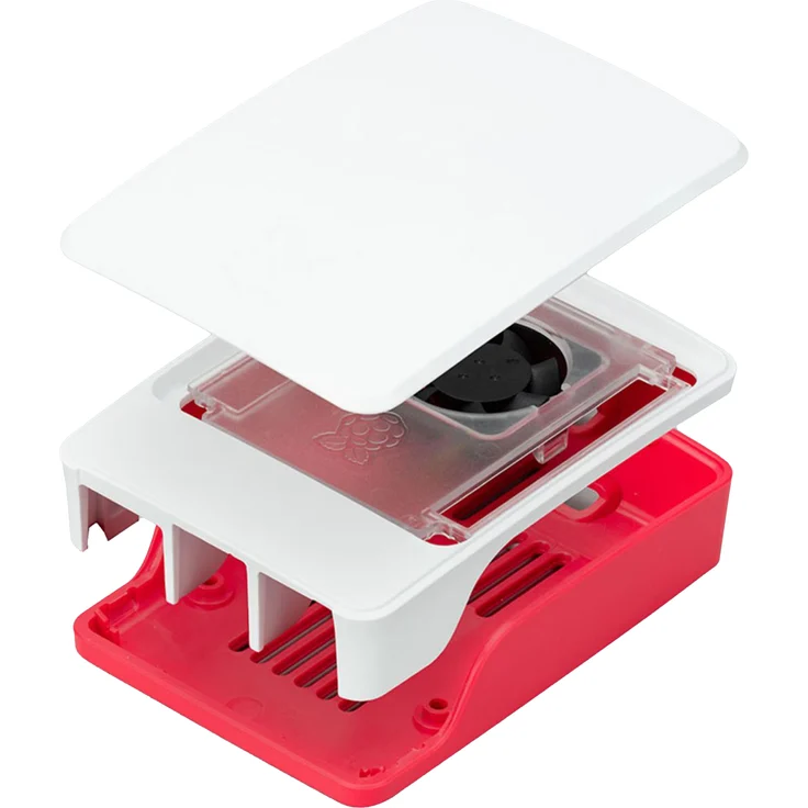 Raspberry Pi 5 SC1159 Gehäuse mit temperaturgesteuertem Lüfter, rot/weiß