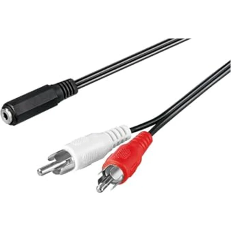 Goobay 50442 Audiokabel Klinke 3.5 mm auf Chinch Adapter, 3,5 mm AUX Buchse auf Chinch-Stecker (L / R), 1,4 m – Bild 2