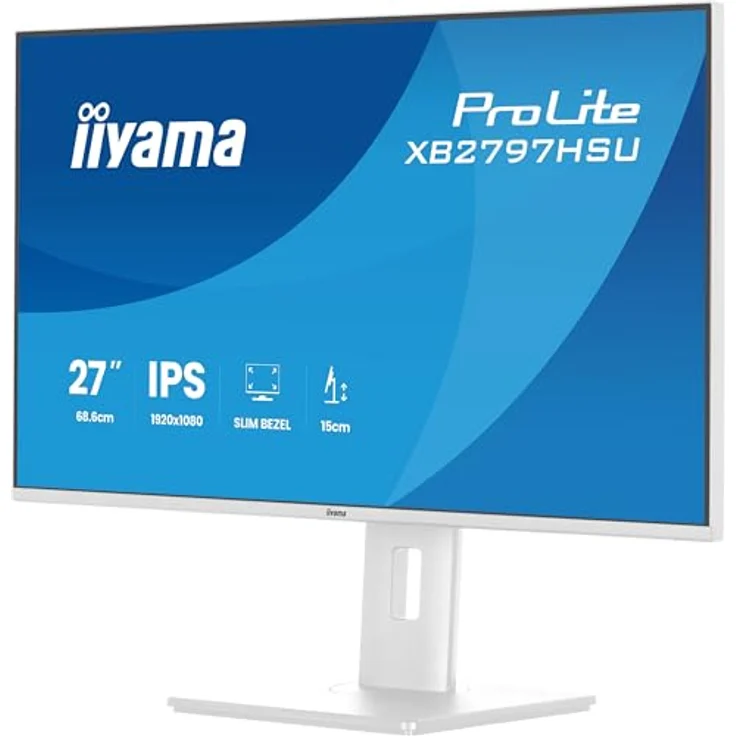 iiyama Prolite XB2797HSU-W1 68,6cm 27" IPS LED-Monitor Full-HD 120Hz mit HDMI, DP, USB-C, Höhenverstellung, weiß – Bild 3