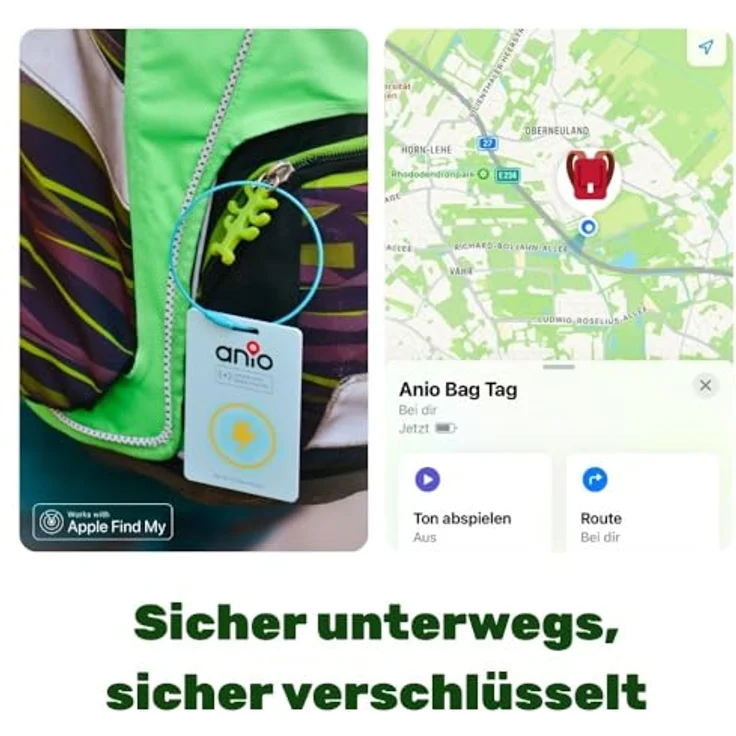 ANIO Ortungskarte BagTag, Smarter Anhänger für iOS, kompatibel mit Apple Find My, Notfallkontakte, wasserdicht, wiederaufladbar, lange Akkulaufzeit – Bild 4
